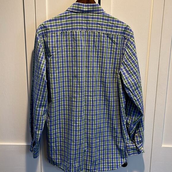 Men's Tailorbyrd Green/Blue Pinstripe Button Down Shirt Size XL - Picture 3 of 5